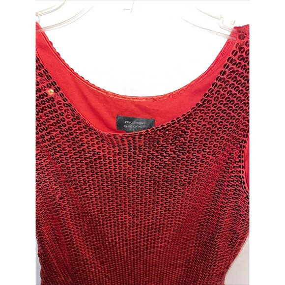Michelle Antonelli Women’s Dressy Tank Top Size Medium Red Sequined Party NWOT - Picture 3 of 12
